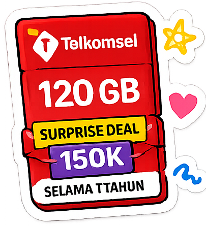 3x Kuota Telkomsel 120 GB (Surprise Deal 150K) selama 1 Tahun